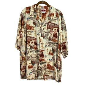 Tampa Bay Buccaneers Hawaiian Shirt XL Tan NFL Football Retro Tropical Classic